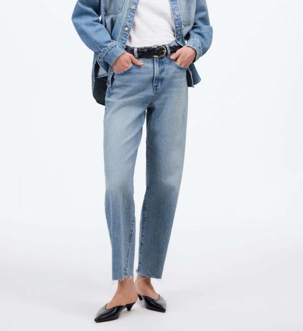 Madewell The Perfect Vintage Wide-Leg Crop Jean Womens Size 33 Tall Blue Denim